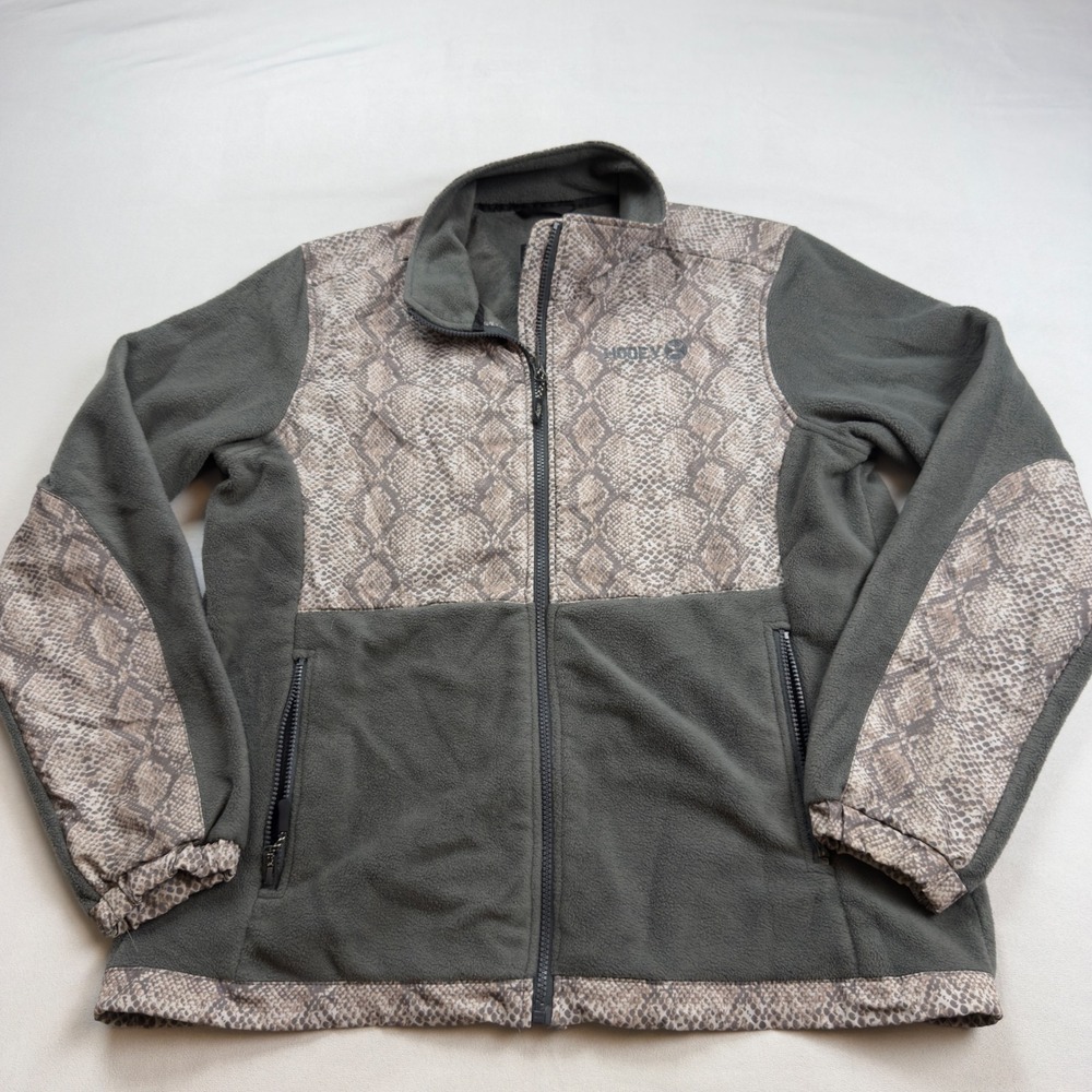 Hooey‎ Women's XL Fleece Jacket Full Zip Rattlesnake Print Olive Drab